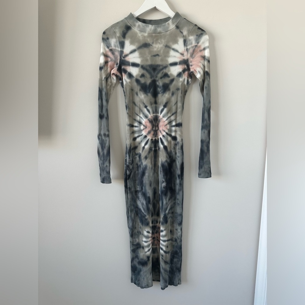 Women’s Tie Dye Blue Pink Bodycon Midi Dress YFB Dax Dress Seagrass Venus Midi - Picture 2 of 11